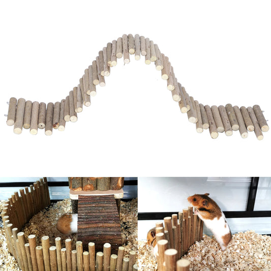 Hamster Wooden Fence Rat Ladder Bridge  Wood Ladder Natural Hideout for Small Animals Wooden Ladder Hamster Chew Bridge