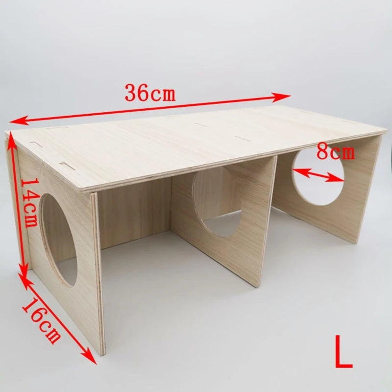 Hamster House Wood Hideout Chamber Natural Wood Nest Habitat for Gerbils Hamsters Natural Materials Guinea-Pigs