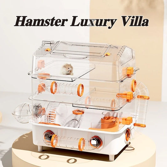 Hamster Cage Wear Resistant and Durable Large Space Detachable Hamster Acrylic Cages Breathable Hamsters Accessories Products