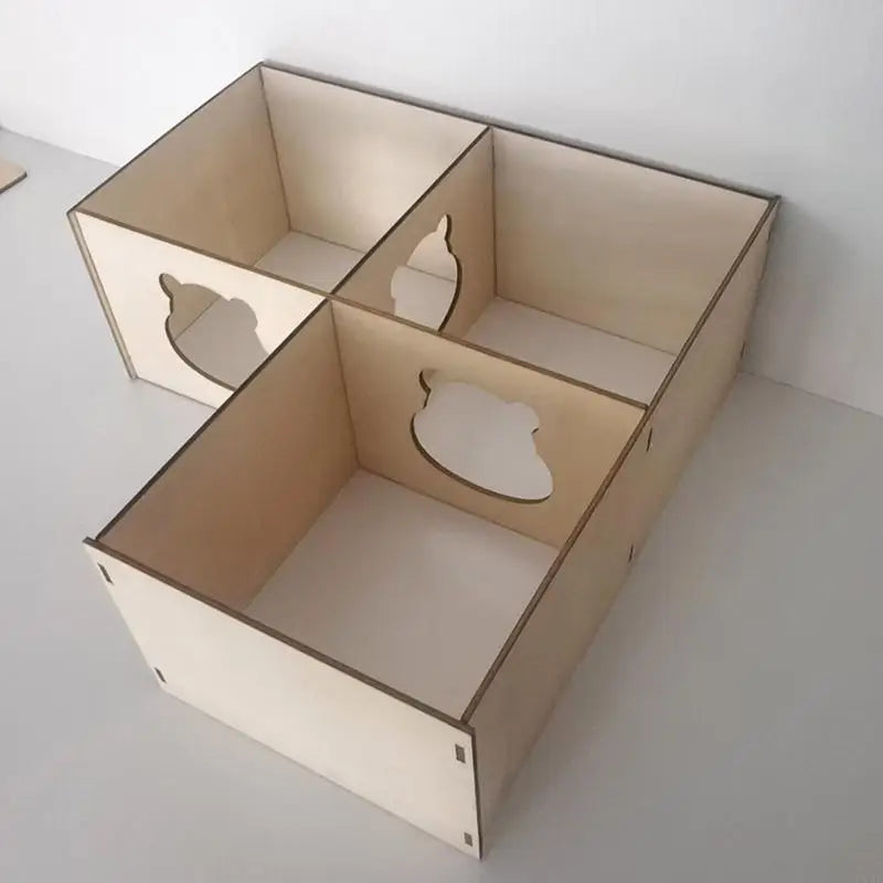 Hamster House with Multi Chambers Wooden Hideout Nesting Habitat for Gerbils Chinchillas Young Guinea Pigs Small Animals