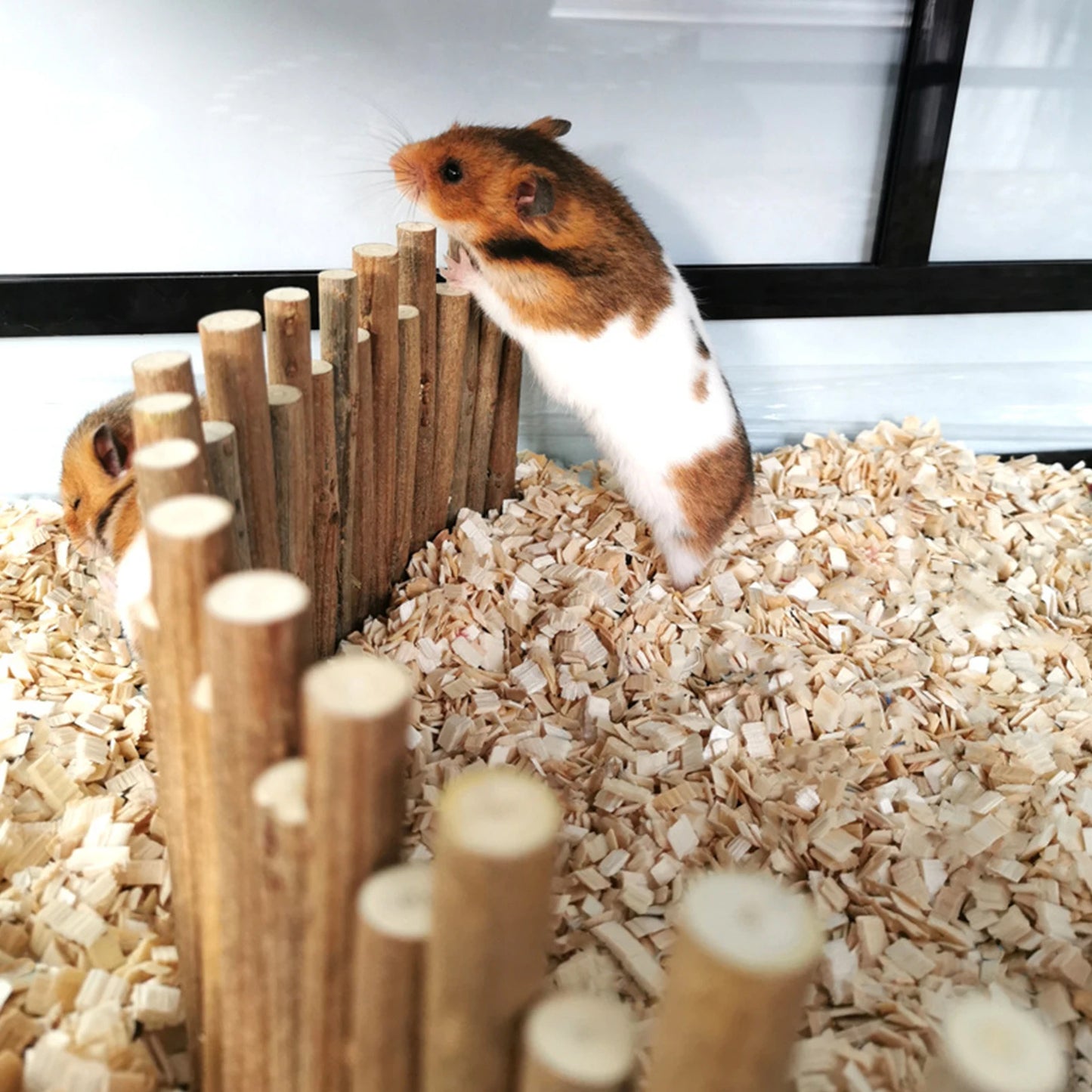 Hamster Wooden Fence Rat Ladder Bridge  Wood Ladder Natural Hideout for Small Animals Wooden Ladder Hamster Chew Bridge