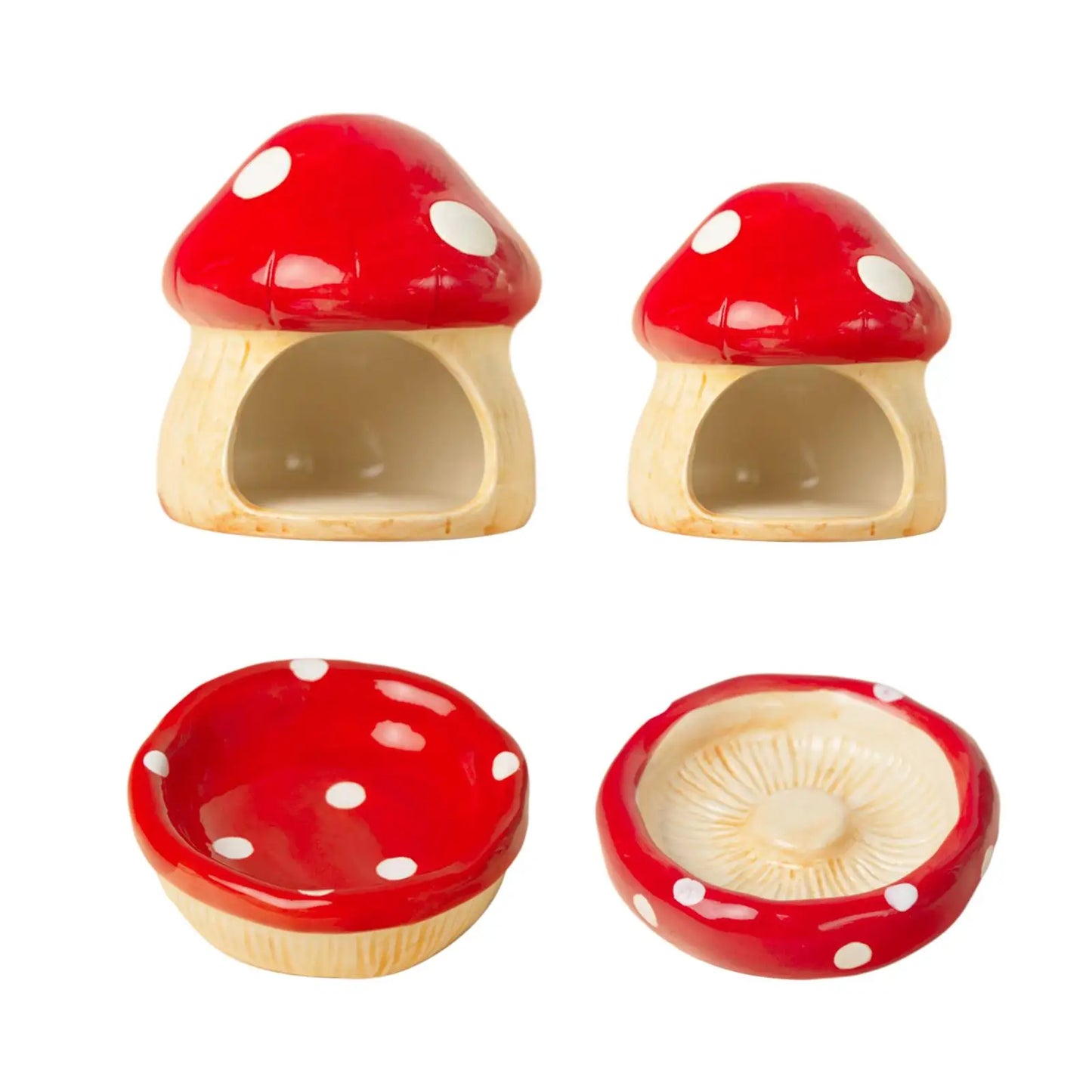 Ceramic Hamster House for Small Animals Outdoor Mushroom Cave Small Animal Food for Home Hamster Keeping Gigts