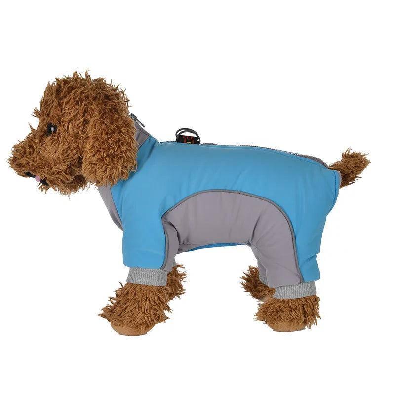 Pet Small Dog Winter Warm Clothes With D-ring Thick Fleece Lining Waterproof Windproof Jacket Puppy Chihuahua Solid Costume Coat