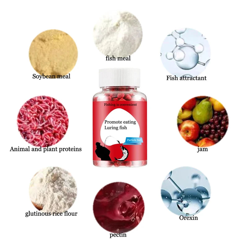 fish foodUniversal concentrated bait, red fragrant fish food granules,outdoor fishing accessories、Fishing bait、Shrimp clipper