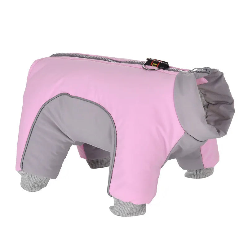 Pet Small Dog Winter Warm Clothes With D-ring Thick Fleece Lining Waterproof Windproof Jacket Puppy Chihuahua Solid Costume Coat