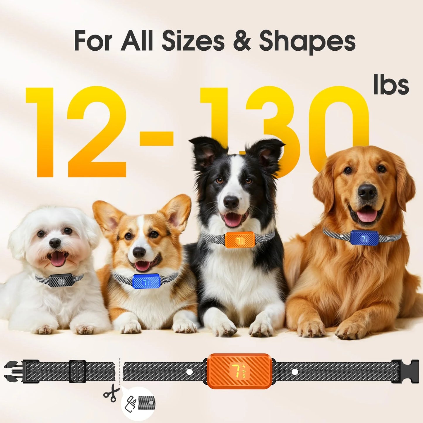 Dog Bark Collar for Large Medium Small Dogs, Effective No-Bark Collar, Smart Barking Collar, Rechargeable Bark Collar