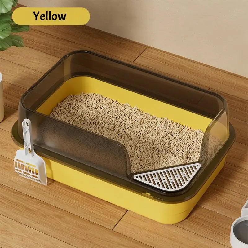 Big Cat Litter Box Semi-enclosed Anti Splash Cat Tray Kitten Toilet Cleaning Basin Supplies Pet Toilet Kitten Tray Bedpan Scoop
