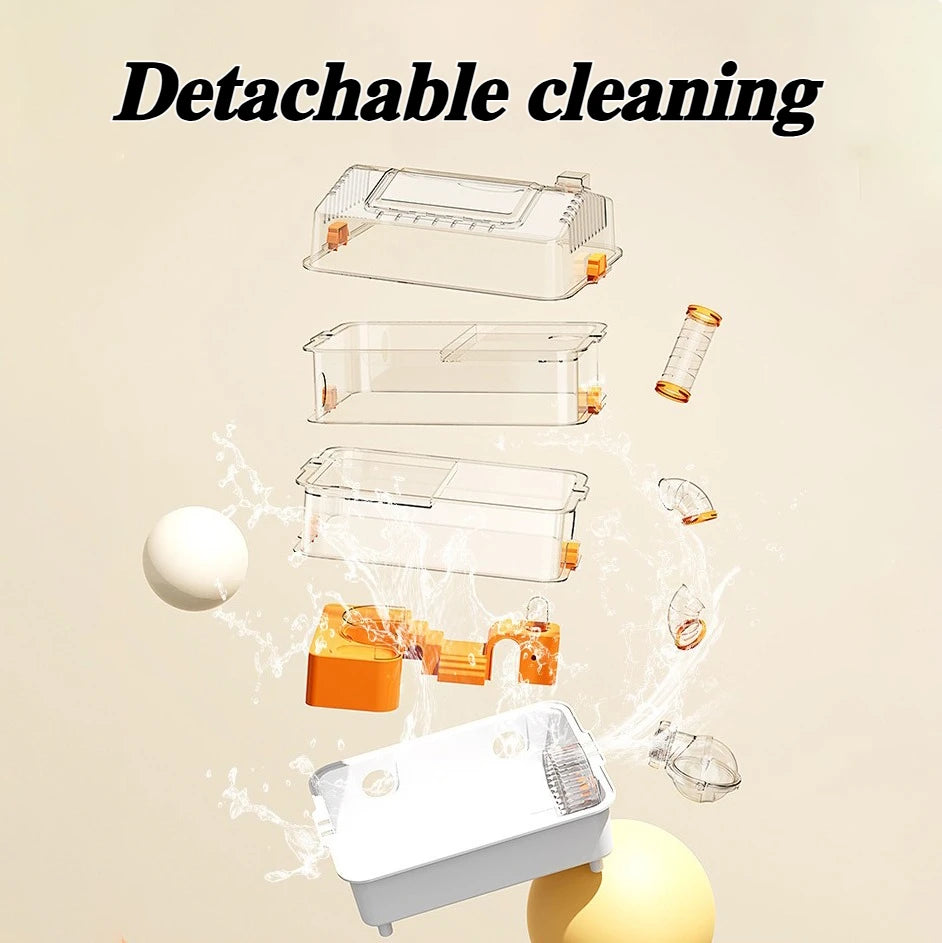 Hamster Cage Wear Resistant and Durable Large Space Detachable Hamster Acrylic Cages Breathable Hamsters Accessories Products