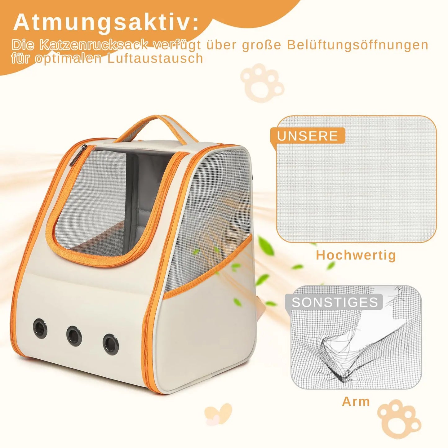Kono Cat Backpack Foldable Lightweight Stable Pet Backpack for Cats & dogs Side & Upper Openings