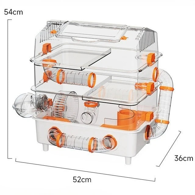 Hamster Cage Wear Resistant and Durable Large Space Detachable Hamster Acrylic Cages Breathable Hamsters Accessories Products