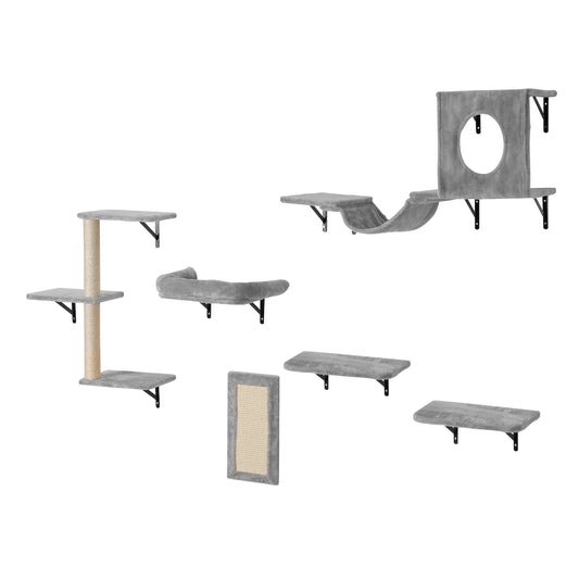 SucceBuy Wall Mounted Cat Shelves Cat Wall Shelves and Perches with Jumping Boards Cat Tree & Cat Grip Cat Furniture and Shelves
