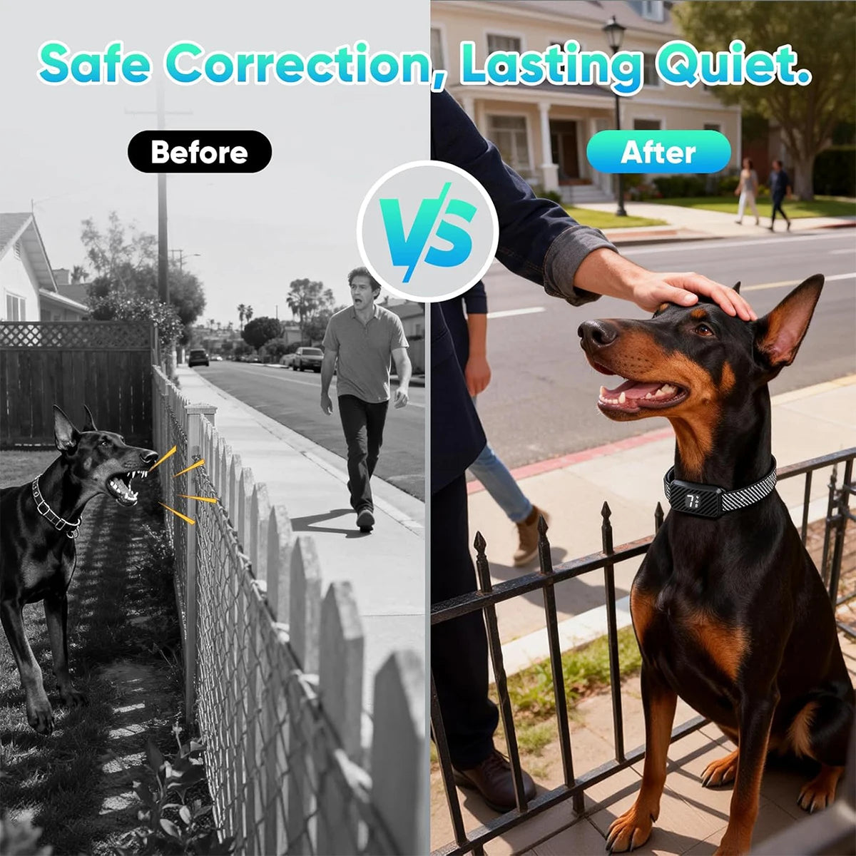 Dog Bark Collar for Large Medium Small Dogs,Effective No-Bark Collar,Smart Barking Collar,Rechargeable Bark Collar with 7-Level