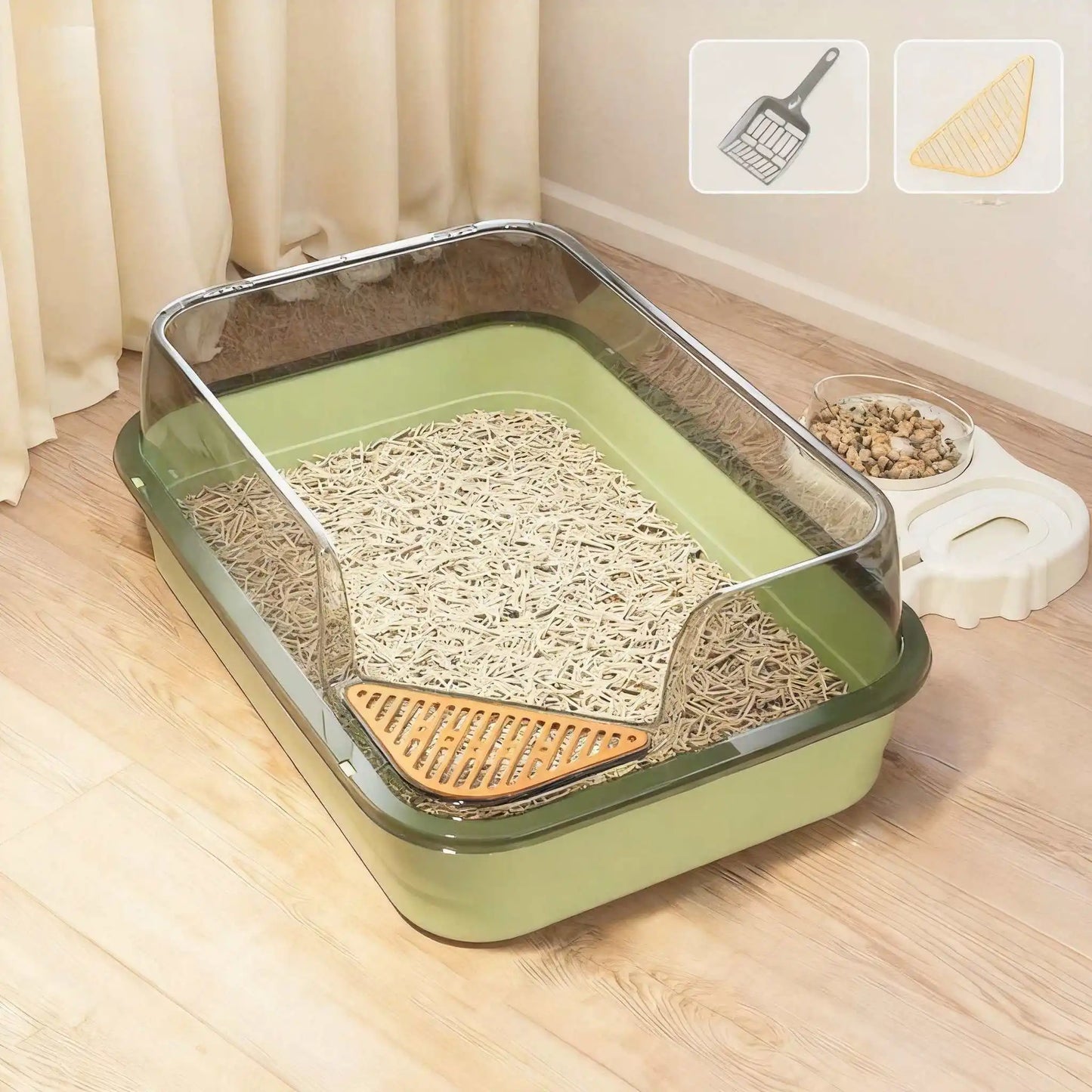 Big Cat Litter Box Semi-enclosed Anti Splash Cat Tray Kitten Toilet Cleaning Basin Supplies Pet Toilet Kitten Tray Bedpan Scoop