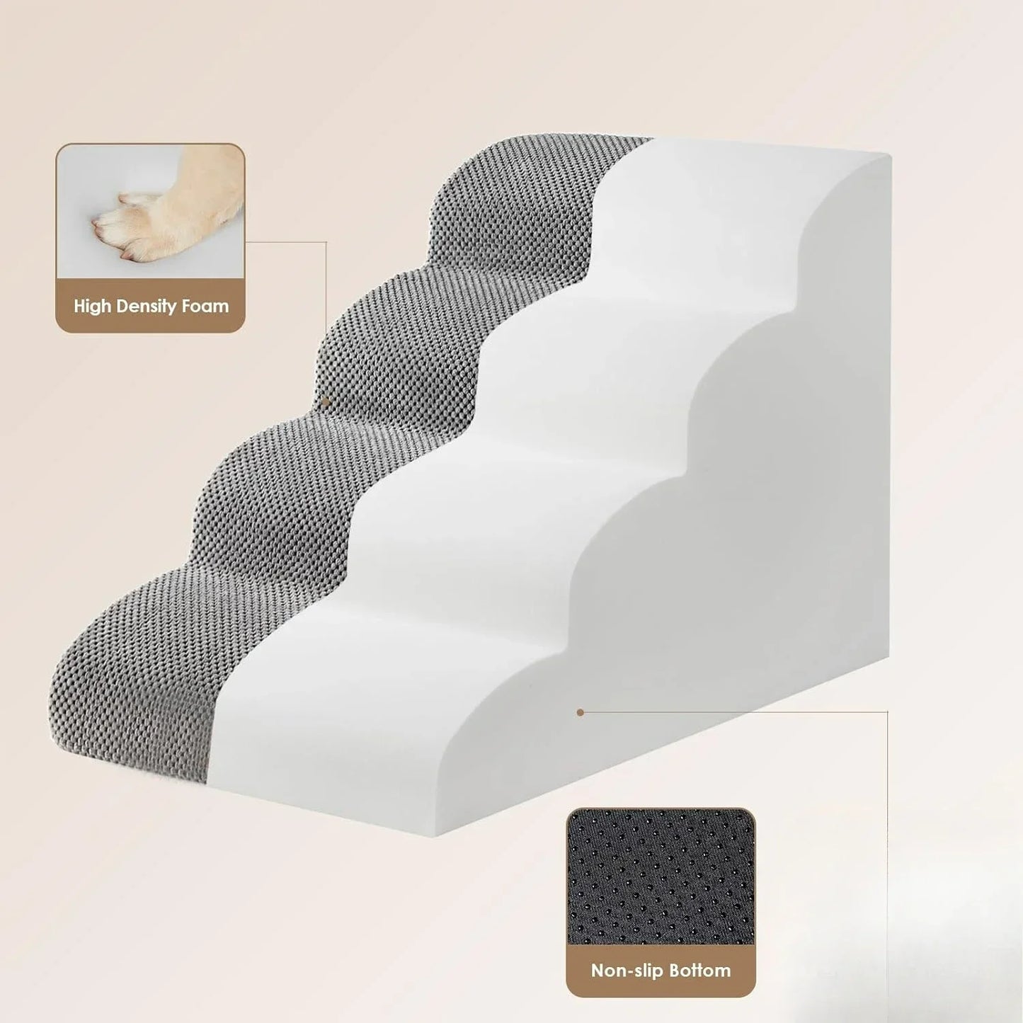 Curved Dog Stairs Ramp for High Beds Non-Slip Balanced Pets Steps for Small Dogs and Cats Easy Climbing Pet Stairs for Dogs