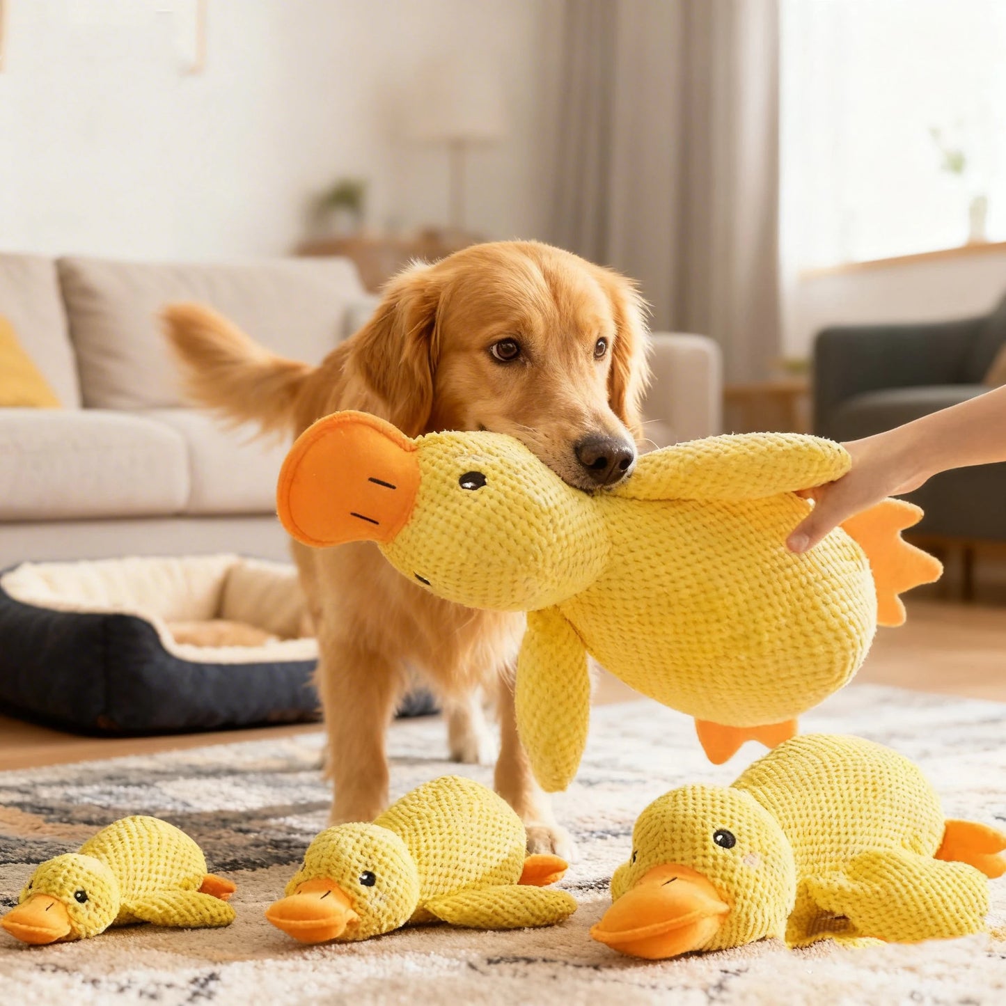 Dog Toy Plush,Sleeping Duck With Sound Pet Interactive Plush Bite Resistant Teeth Grinding Puppy Cat Relieve Boredom Pet Product