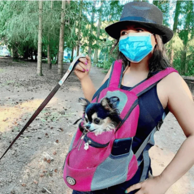 Dog Backpack New Double Shoulder Portable Travel Backpack Outdoor Pet Dog Carrier Bag Pet Dog Front Bag Mesh Backpack