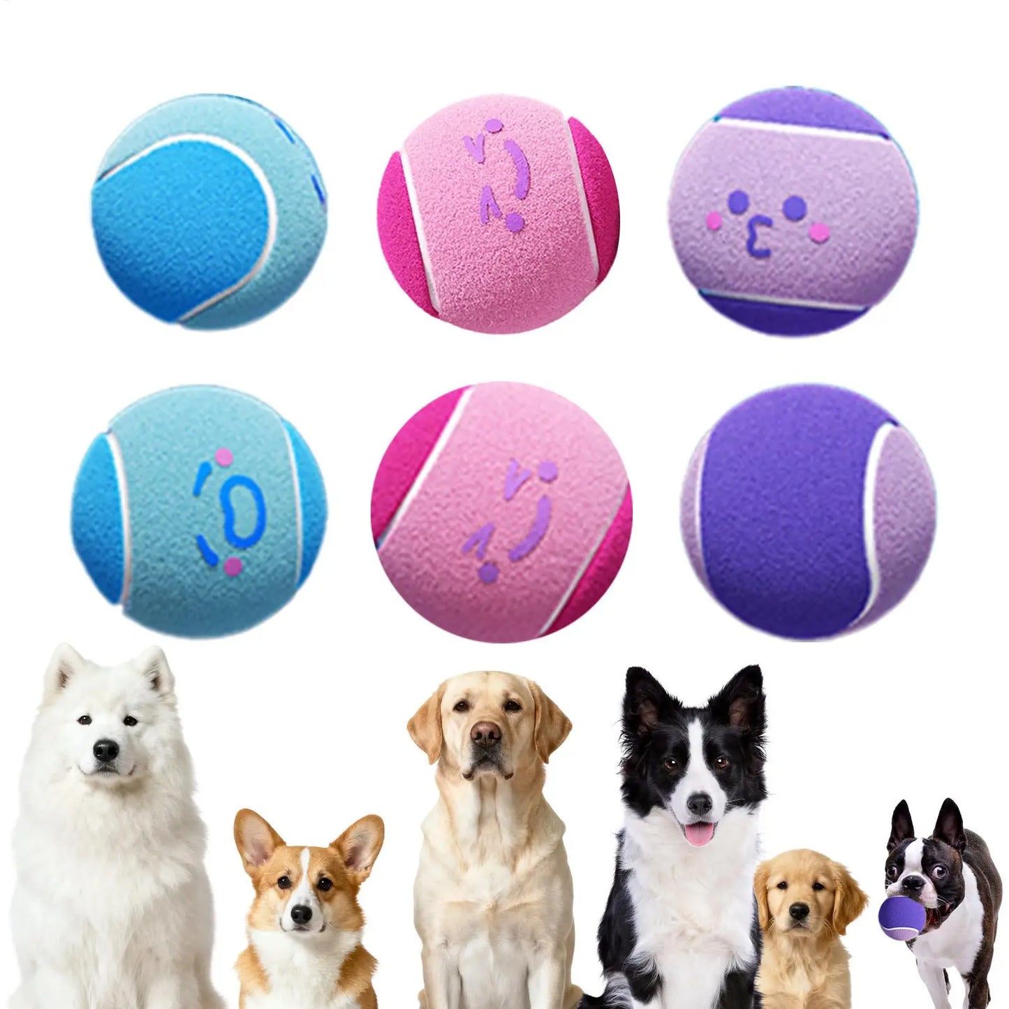 Tennis Balls for Dogs 6 Pieces Small Pet Exercise Fetch Toys Squeaky Dog Balls for Puppy Playful Outdoor Backyard Park Garden