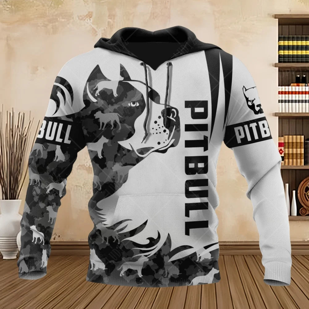 Pet Dog Pitbull Man Hoodie 3D Print Unisex Adult's Sweatshirts Top Autumn Long Sleeve Streetwear Pullover Hoodies Men's Clothing