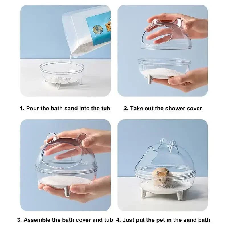 Hamster Toilet Chinchilla Bath House Golden Bear Bathroom Fully Transparent Field Of View Anti-spill for Gerbil Other Small Hams