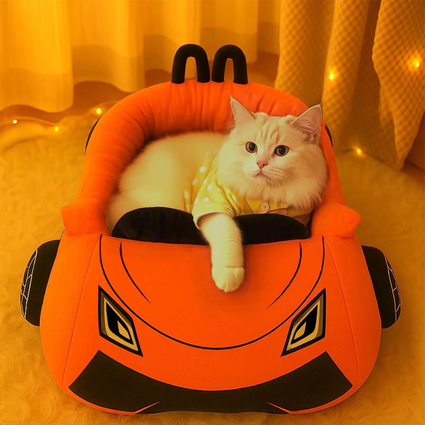 Cute Cat Beds Kitten Bed Soft and Cozy Small Dog Beds with Pillow Washable Pet Mat for Puppy and Kitty Funny Supercar Cat Toys