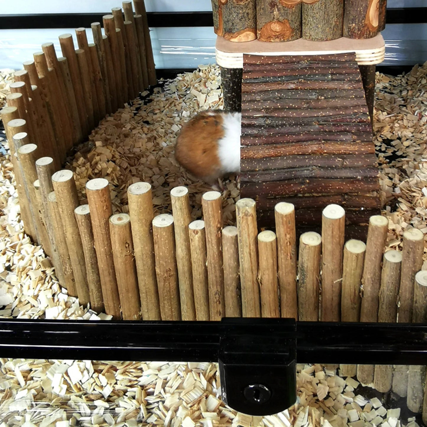 Hamster Wooden Fence Rat Ladder Bridge  Wood Ladder Natural Hideout for Small Animals Wooden Ladder Hamster Chew Bridge