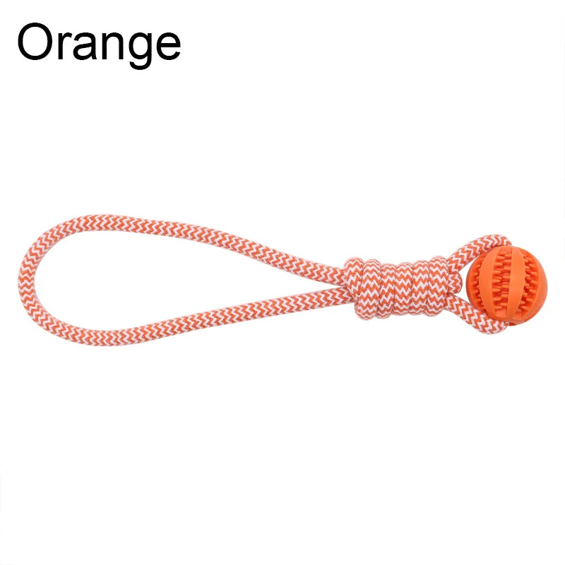 Pet Toy for Dogs, Durable Cotton Rope Hand-Held Treat-Dispensing Ball, Teeth-Cleaning and Training Interactive Puzzle Toy Ball