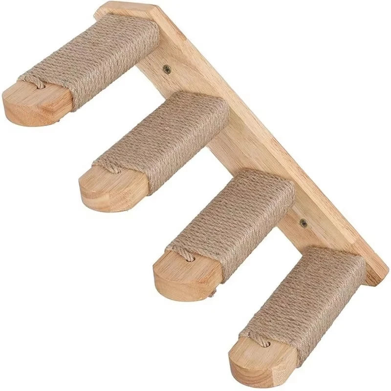 3/4Pcs Corner Hammock with Steps Set Wall Mounted Cat Tree Climbing Shelf For Indoor Cats Wooden Hanging Sleeping Bed Furniture