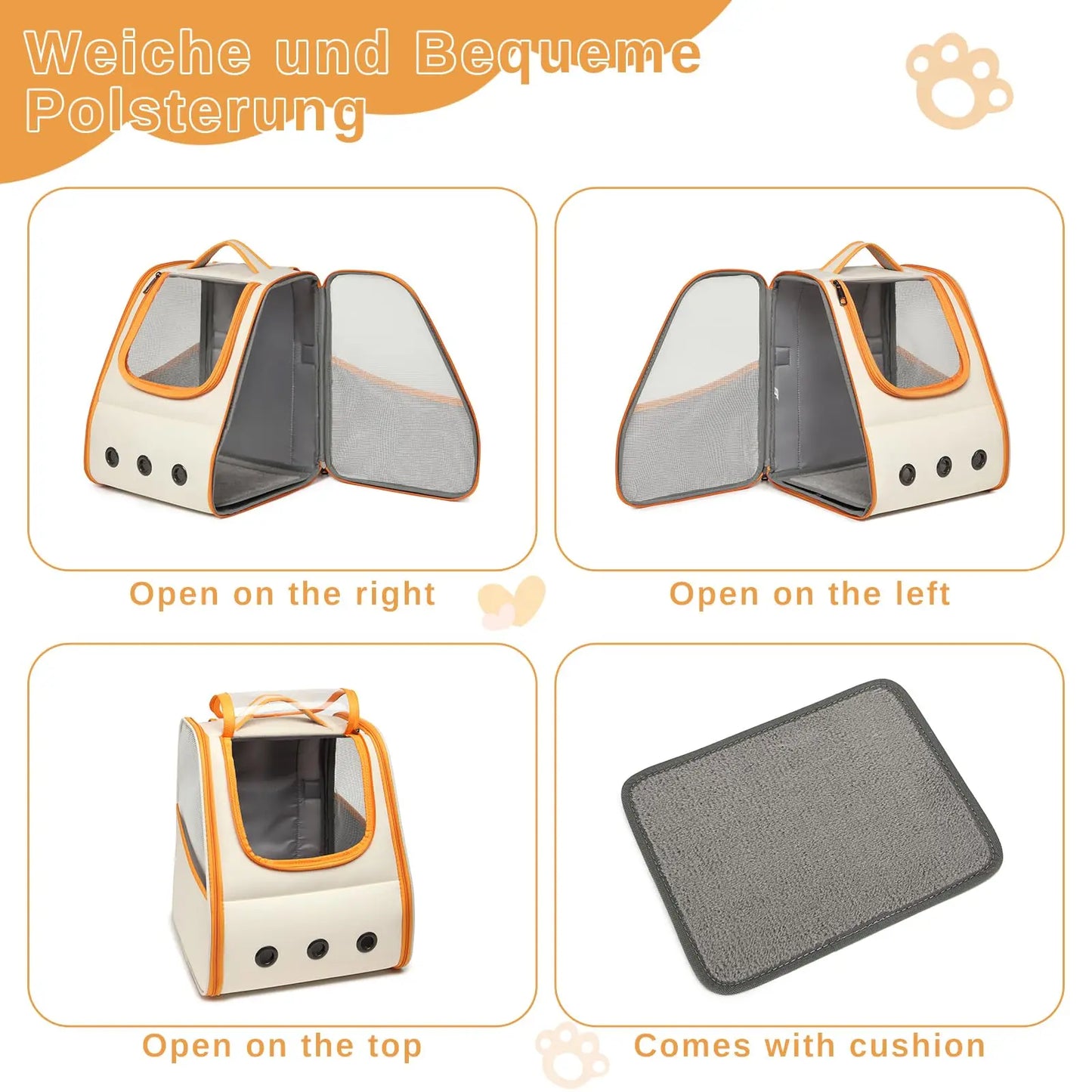 Kono Cat Backpack Foldable Lightweight Stable Pet Backpack for Cats & dogs Side & Upper Openings