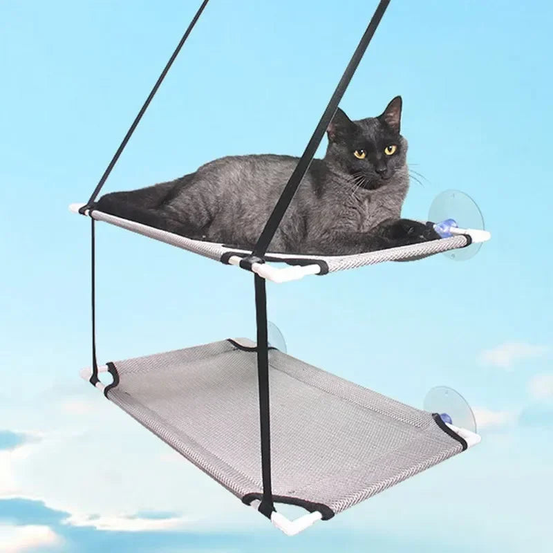 Pet Cat Hammock Aerial Hanging Cat Bed Kitten Sunny Seat Hanging Mount Beds Cats House Sunny Window Seat Nest Pet Accessories