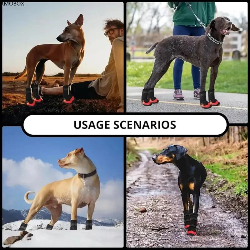 Outdoor Walking Big Dog Shoes Foot Protectors for Snow/ Rain Boots Non Slip Waterproof Winter Boots for Medium Extra Large Dogs