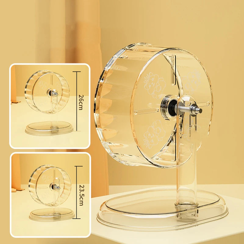 Hamster Cage Wheel Exercise Acrylic Transparent Non Slip Easy Clean with Stand for Small Pets