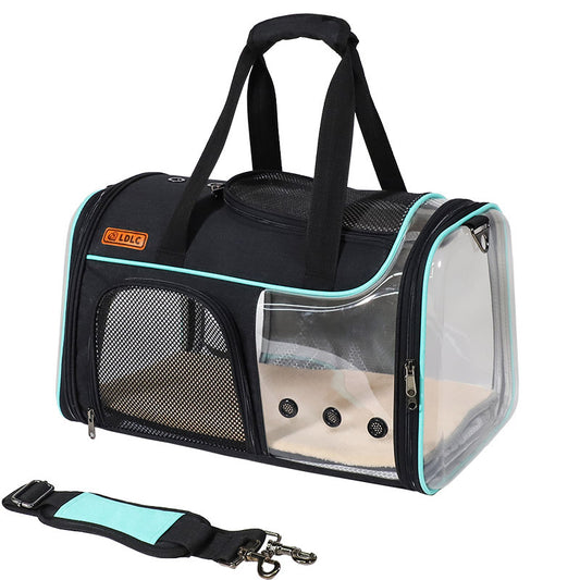 Qisheng New LDLC Transparent Portable Pet Bag Portable Folding Visual Pet Outing Bag Folding Cat Bag