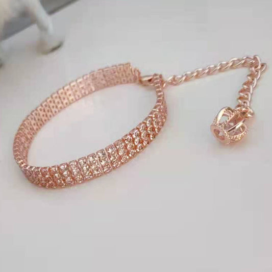 Pet Products Crown Gold Chain Three Drain Diamonds Are Not Easy To Fade