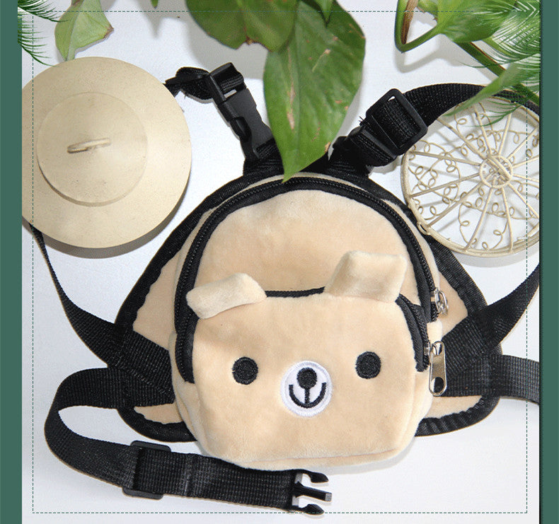 Adjustable Leash Pet Puppy Self Backpack Cartoon Portable Harness Teddy Dog Outdoor Travel Carrier Snack Bag