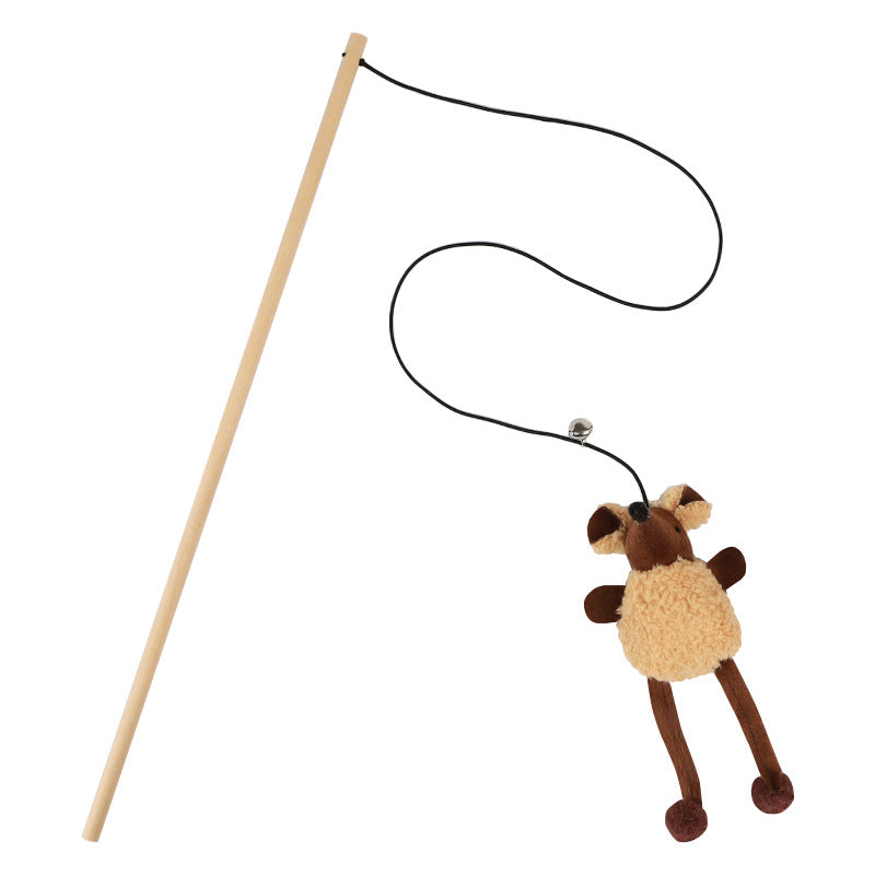 Wooden rod hanging plush mouse funny cat stick