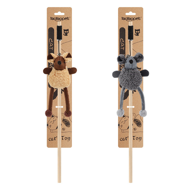 Wooden rod hanging plush mouse funny cat stick