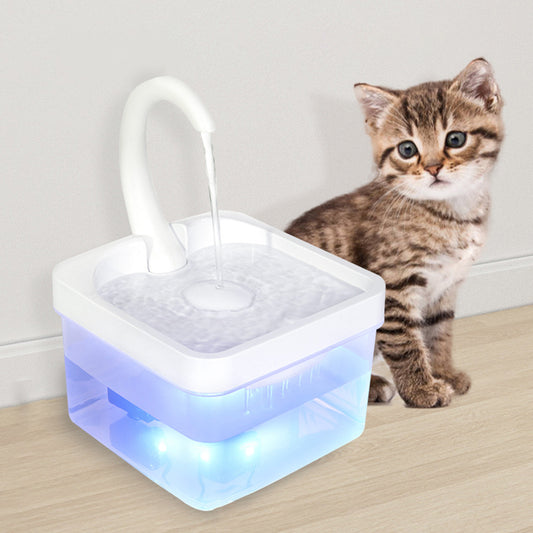 2L Pet Cat Water Fountain USB Automatic Cat Water Dispenser Feeder Bowl LED Light Smart for Dog Drinking Pet Drinking Feeder Activated Carbon Multi-filter Safe