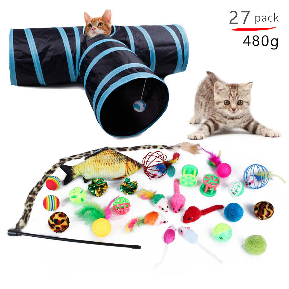 Pet Cat Toy Set 21 Pieces Of Cat Channel Funny Cat Stick