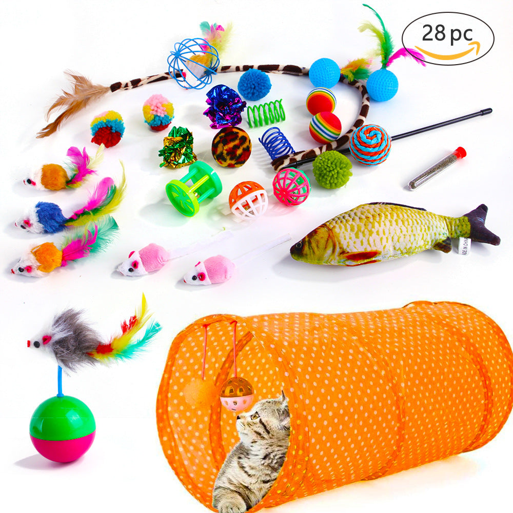 Pet Cat Toy Set 21 Pieces Of Cat Channel Funny Cat Stick